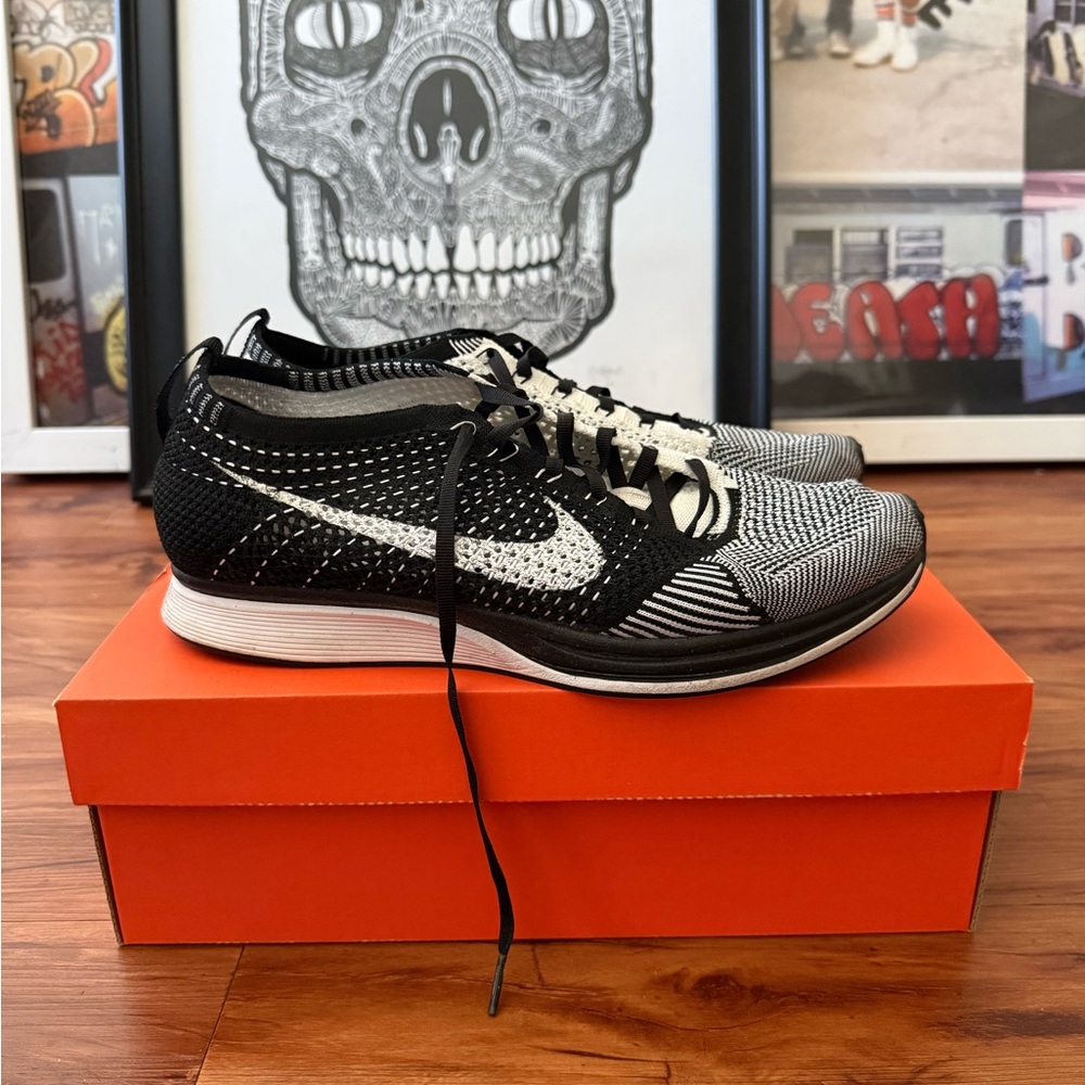 Nike Flyknit Racer Black White Sneakers